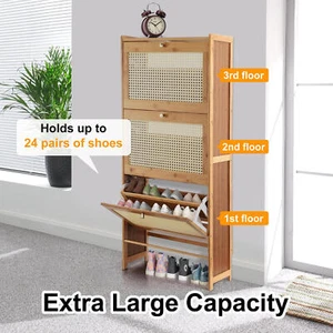 Shoe Storage Cabinet with 3 Flip Drawers Entryway Hallway Shoe Storage Organizer - Picture 1 of 12