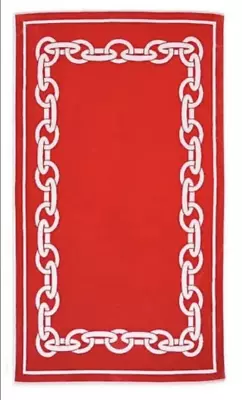 Hudson Park Borderlink Beach Towel 40x70”, Red Orange/White - Image 1 of 4