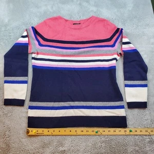 Talbots Cashmere Sweater Womens Petite M Colorblock Long Sleeve Crew Super Soft - Picture 1 of 6