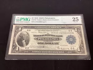 1918 $1 Federal Reserve Bank Note Philadelphia FR-715 - Graded PMG 25 - Picture 1 of 4