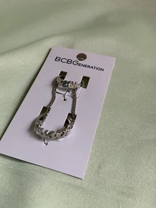 Anello BCBGeneration New York 2 fasce con catene tono rodio vendita al dettaglio $18 - Foto 1 di 4