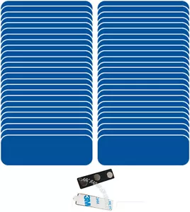 100 KIT BADGE NOME BIANCO 1 X 3 BLU/BIANCO (A) ETICHETTE 1/4" ANGOLI MAGNETI ETICHETTE - Foto 1 di 7