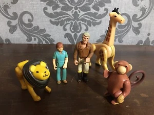 Vintage Fisher Price Safari Johnny Boy Man Giraffe Lion Monkey  - Picture 1 of 12