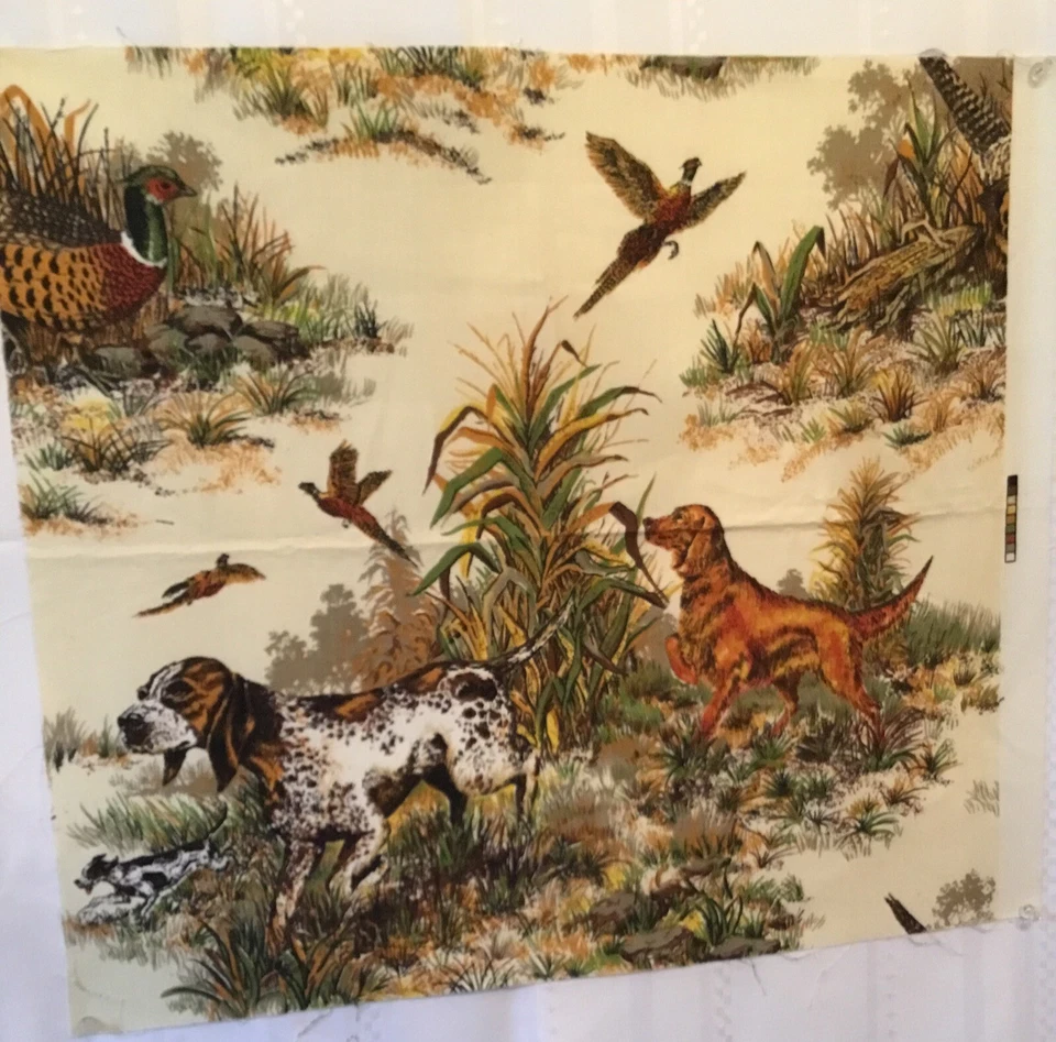 "Remanente de diseño de tapicería de algodón Bracco italiano escena de caza 25"" x 22""" Foto 1 de 3