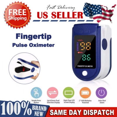Medical Finger Pulse Oximeter Blood Oxygen Sensor O2 SpO2 Monitor Heart Rate LED - Image 1 of 4