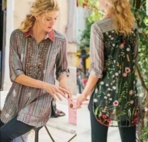Soft Surroundings Malorie Tunic Embroidered Floral Lace Lined Boho Women Size 2X - Picture 1 of 18