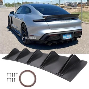 For Porsche Taycan Turbo S Rear Bumper Diffuser Splitter Lip 10 Fins Spoiler - Picture 1 of 12