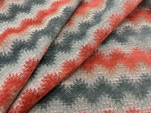 Colefax & Fowler Woven Zig Zag Stripe Uph Fabric- Erin Red Teal 3.30 yd F4642-01 - Picture 1 of 4