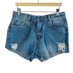 MCM High Rise Distressed Cutoff Jean Shorts Sz 27 Vtg Y2K Grunge Boho Festival - Picture 1 of 11