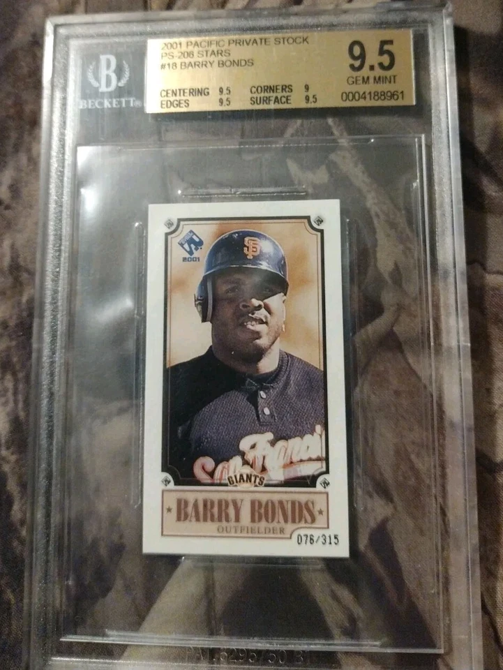 Barry Bonds 2001 Pacific Private 206 estrellas Mini/315💥 BGS 9,5 💥Pop 1💥Gema rara Foto 1 de 4