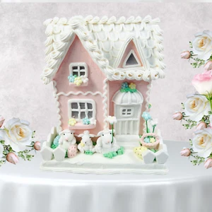 CUPCAKES & KASCHMIR 11" PASTELL OSTERN LEBKUCHEN LED HAUS MIT SCHAF FAMILIE NEU - Bild 1 von 14