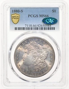 1880-S $1 PCGS MS66 CAC Morgan Silver Dollar - Picture 1 of 3