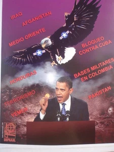Cuban BARACK OBAMA Poster Ridicules ex U.S President HAVANA CUBA Propaganda Art - Picture 1 of 3