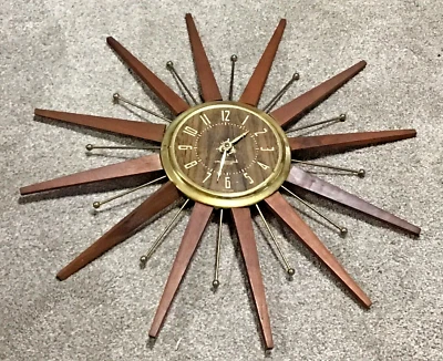 Vtg WESTCLOX Starburst MCM clock wall  21.75" dia. Quartz motor battery operated Foto 1 de 4