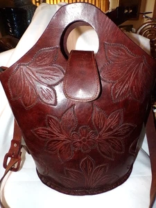 Vintage Leder handbesetzt Western Tasche Bucket Bag Handtasche Boho Style - Bild 1 von 11