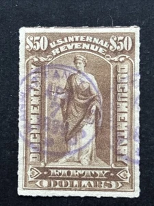 56398 Stamp US Sc R178 Revenue Documentary $50 Used Series 1898 Great Center SP* - Picture 1 of 2