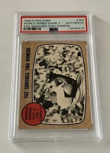 1968 O-Pee-Chee # 152 Yaz Smashes Two Homers World Series PSA Authentic - Picture 1 of 2