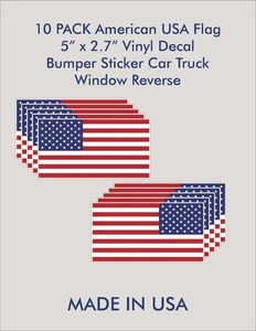 10 American USA Flag Decal Sticker Bumper Car Truck Window Mirrored Patriotic - Picture 1 of 5