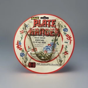 Vintage Adjustable Solid Brass Plate Hanger, NEW OLD STOCK - Picture 1 of 3