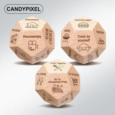 3pcs Couples' Decision Dice Set - Perfect For Date Night, Food & Movie Ideas - Image 1 of 4