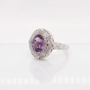 Anello Judith Ripka in argento sterling, ametista e zirconi diamantati - 2 - Foto 1 di 10