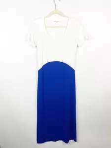 Sonnet James Play Dress Size XS Stella Color Block Blue White Midi Stretch Soft - Picture 1 of 7