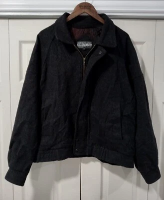 Vintage MEMBERS ONLY Charcoal Gray 100% Wool Bomber Jacket Men's sz 44 Coat  - Image 1 of 4