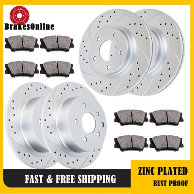 Drilled Slotted Brake Rotors Pads Front Rear Kit for Nissan Altima Brakes - Изображение 1 из 4