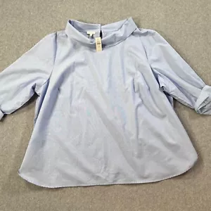 Talbots Plus Mock Neck 3/4 Sleeve Blouse Women's 3X Blue New - Picture 1 of 11