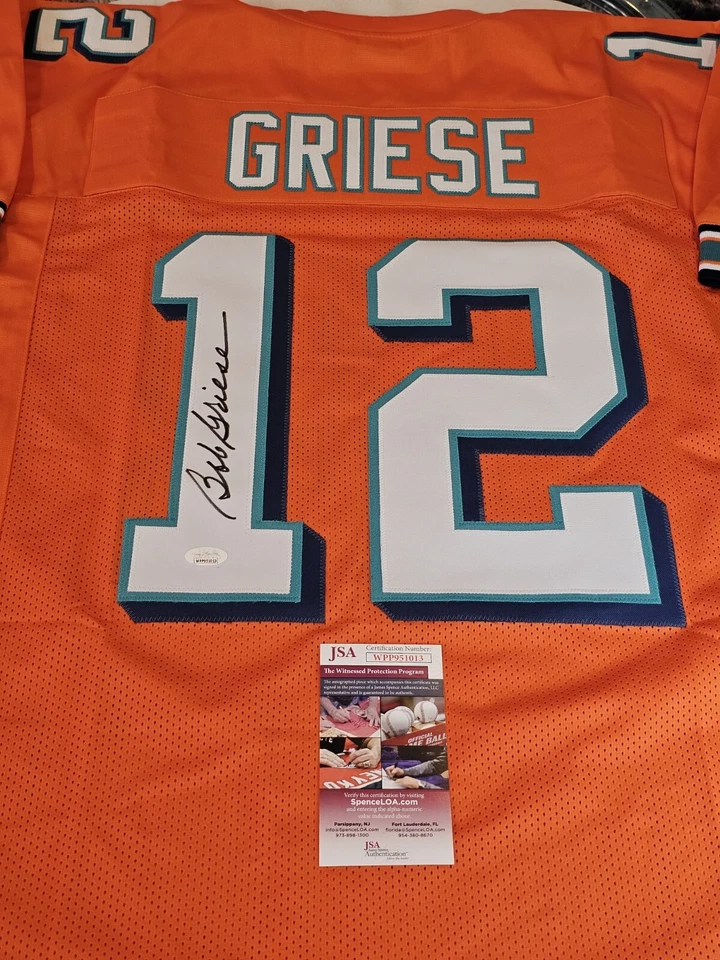 Bob Griese Autographed/Signed Jersey JSA COA Orange Custom Jersey - Image 1 of 4