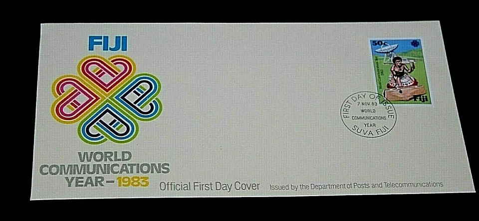 FIJI 1983 WORLD COMMUNICATIONS YEAR ISSUE  ON OFFICIAL FIRST DAY COVER  - Image 1 of 1