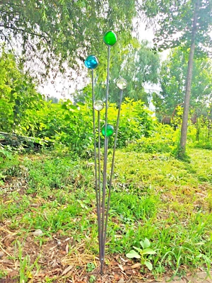 Gartenstecker Beetstecker aus Metall mit Glasdeko 6cm,4cm H 118cm 032215, 2.5kg - Bild 1 von 3