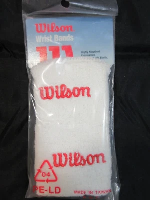 Vintage Wilson Wrist Bands Sport Exercise Retro Embroidered Red Logo Taiwan NIP - Image 1 of 3