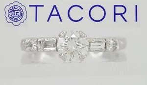 0.57 ct TACORI HT2222 Round Diamond Hand Engraved Platinum Engagement Ring GIA - Picture 1 of 10