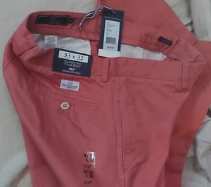 VINEYARD VINES MEN'S JETTY RED CHINO FLAT FRONT CLUB PANTS SIZE 33 X 32 NWT $98 - Picture 1 of 16