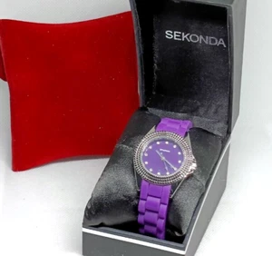 SEKONDA Ladies Purple Silicone/Rubber Strap Quartz Watch - VGC/Working - Picture 1 of 7