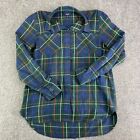 Madewell Plaid Shirt Mens Sz M Green Flannel Long Sleeve Button Up Pockets
