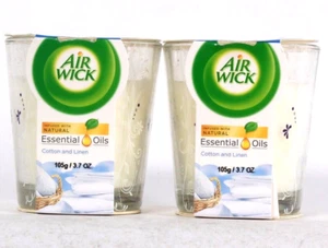 2 Ct Air Wick 3.7 Oz Natural Essential Oils Cotton & Linen Scented Glass Candle - Picture 1 of 1
