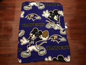 BALTIMORE RAVENS MICKEY MOUSE FLEECE THROW BLANKET PURPLE DISNEY x NFL FOOTBALL - Picture 1 of 5