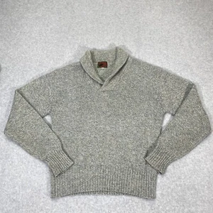 Boston Traders Mens Sweater Large Ivory Gray Shawl Collar Wool Grandpa VINTAGE - Picture 1 of 9