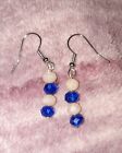 Blue & Pink Crystal Silver Hook Earrings Fashion Gift Unisex Special Party Gift