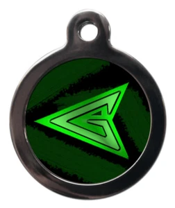 Haustier ID Tag Grün Pfeil Logo Tag Personalisiert 26mm oder 32mm - Bild 1 von 2