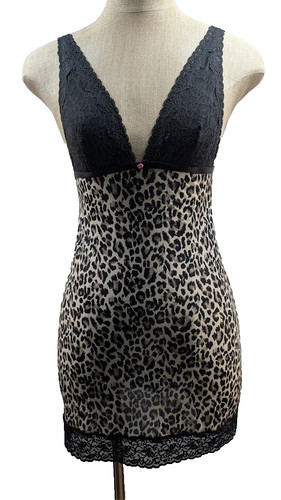 UNDERCOVER Abito babydoll Victorias Secret slip L pizzo fata Y2K boudoir stampa animalier vintage