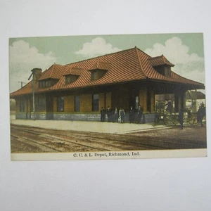 Antique Richmond Indiana Postcard C.C. & L. Train Depot UNPOSTED - Picture 1 of 12