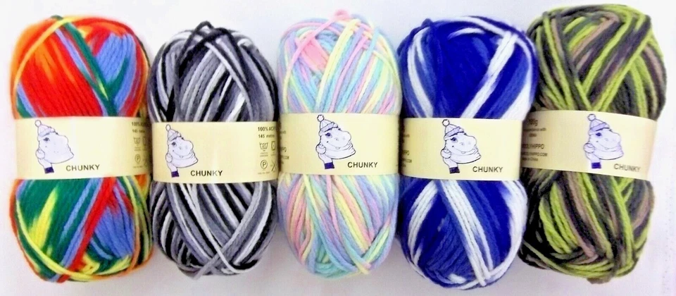 Woolyhippo Chunky Soft Random Knitting Yarn 100% Acrylic Wool 100g Crochet