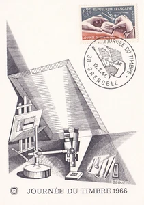 L22-CARTE MAXIMUM -FRANCE - JOURNEE DU TIMBRE - GRENOBLE - 1966. - Imagen 1 de 1