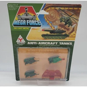 MEGA FORCE TRIAX ARMY ANTI-AIRCRAFT TANKS WITH BLASTING BARRICADE DIE CAST NEW - Picture 1 of 2