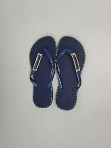 Women's Havaianas Navy Blue colour customized hand made UK size 4 - Picture 1 of 7