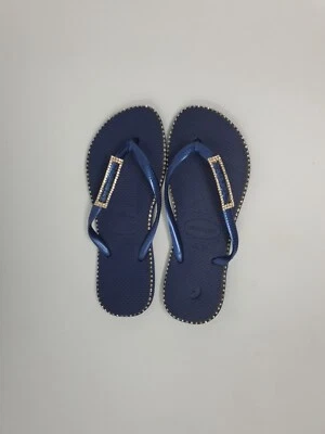 Women's Havaianas Navy Blue colour customized hand made UK size 4 - Image 1 of 4