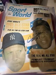 Signed WILLIE MAYS Giants Sport World Magazine JSA Say Hey Mickey Mantle - Picture 1 of 3